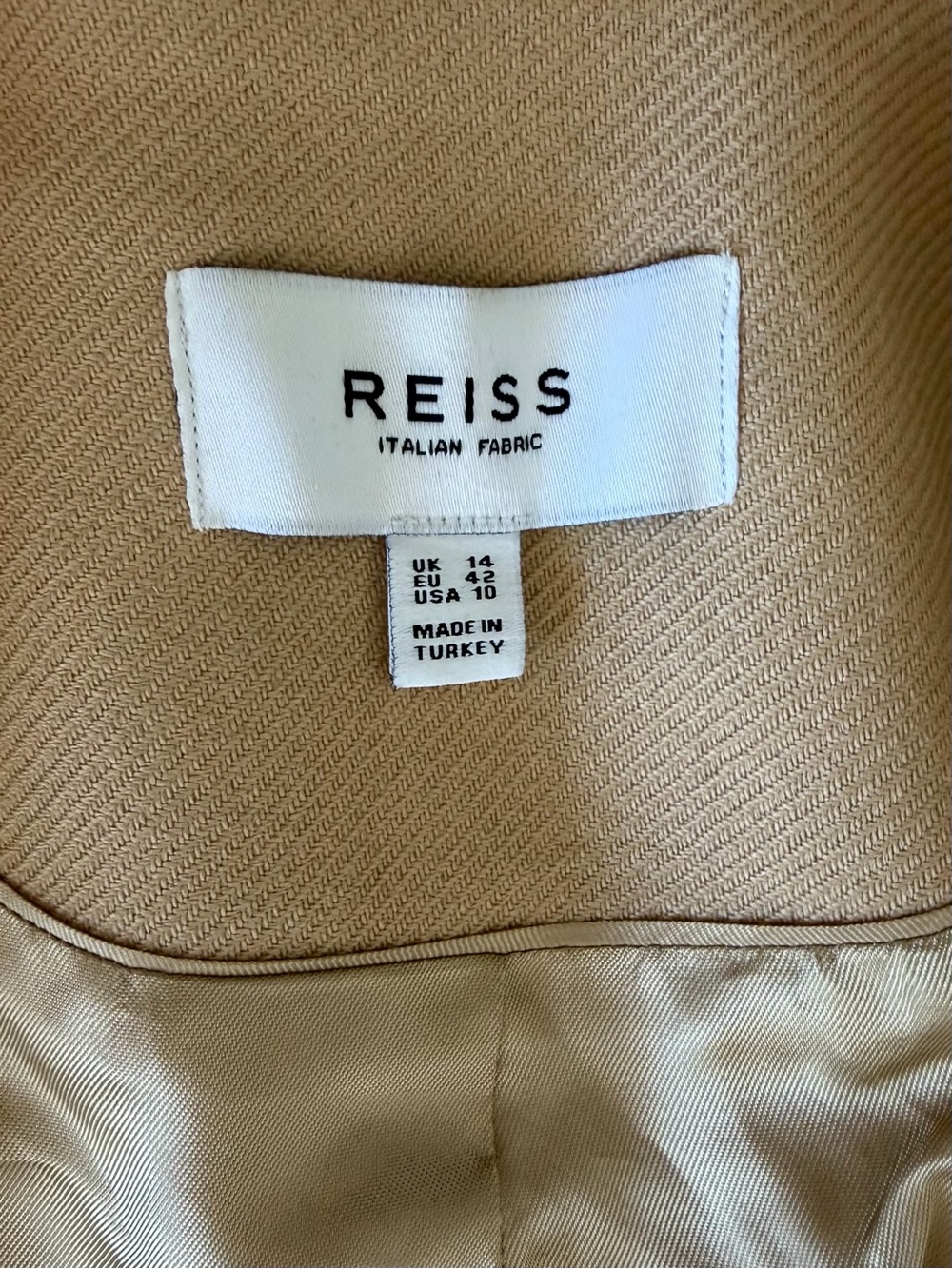 Reiss Larsson Double Breasted Twill Blazer in Light Camel US 10 - Picture 9 of 12
